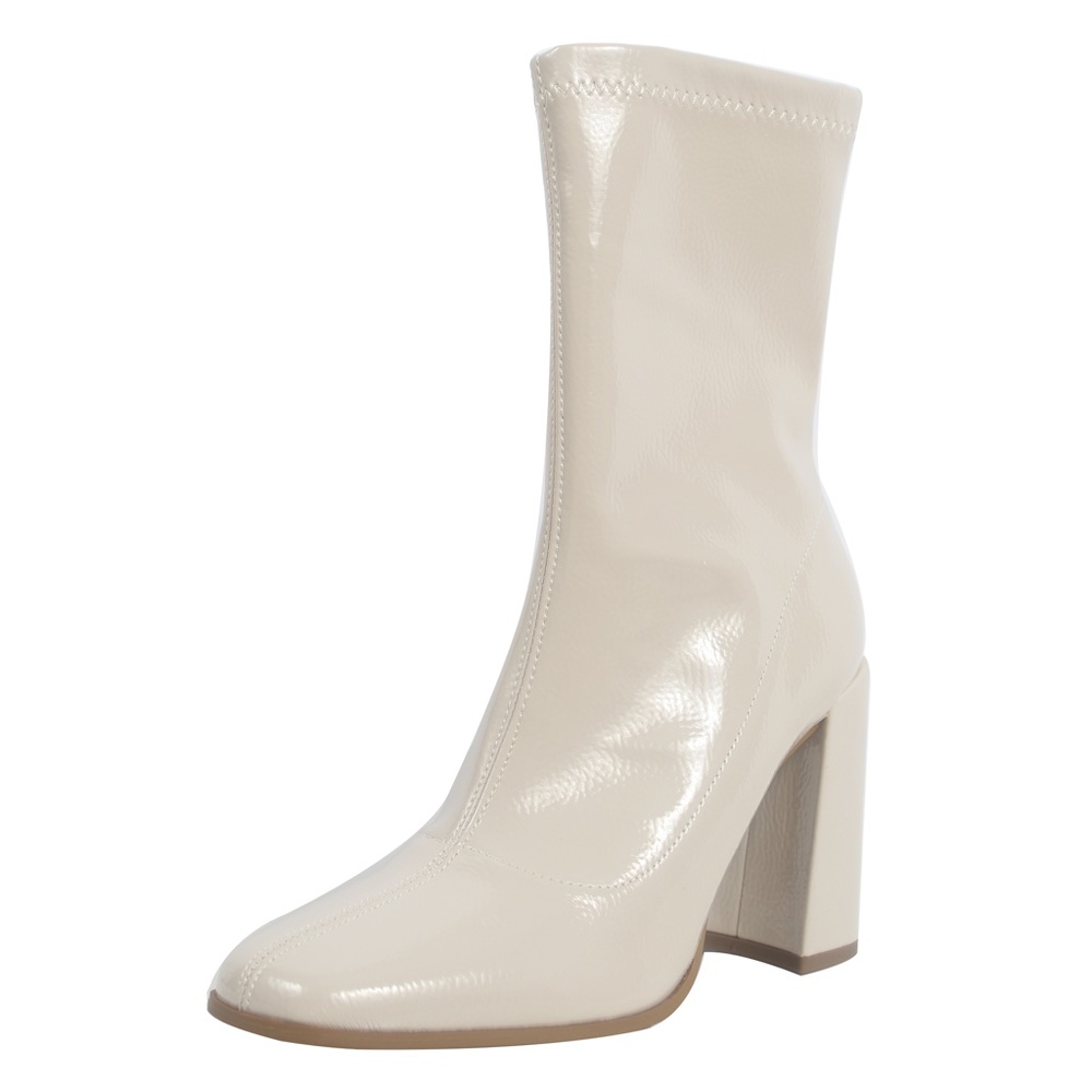 Bone Square Toe Mid Calf Block Heel Ankle Bootie - Picture 4 of 8